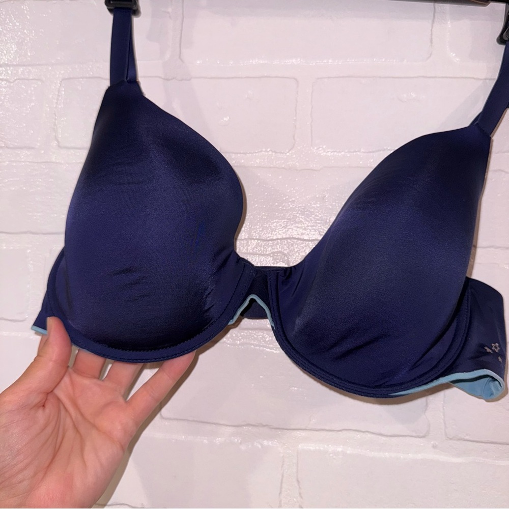 Aerie Real Me Full Coverage Blue Underwire Bra with Cute Star Print - Picture 9 of 13